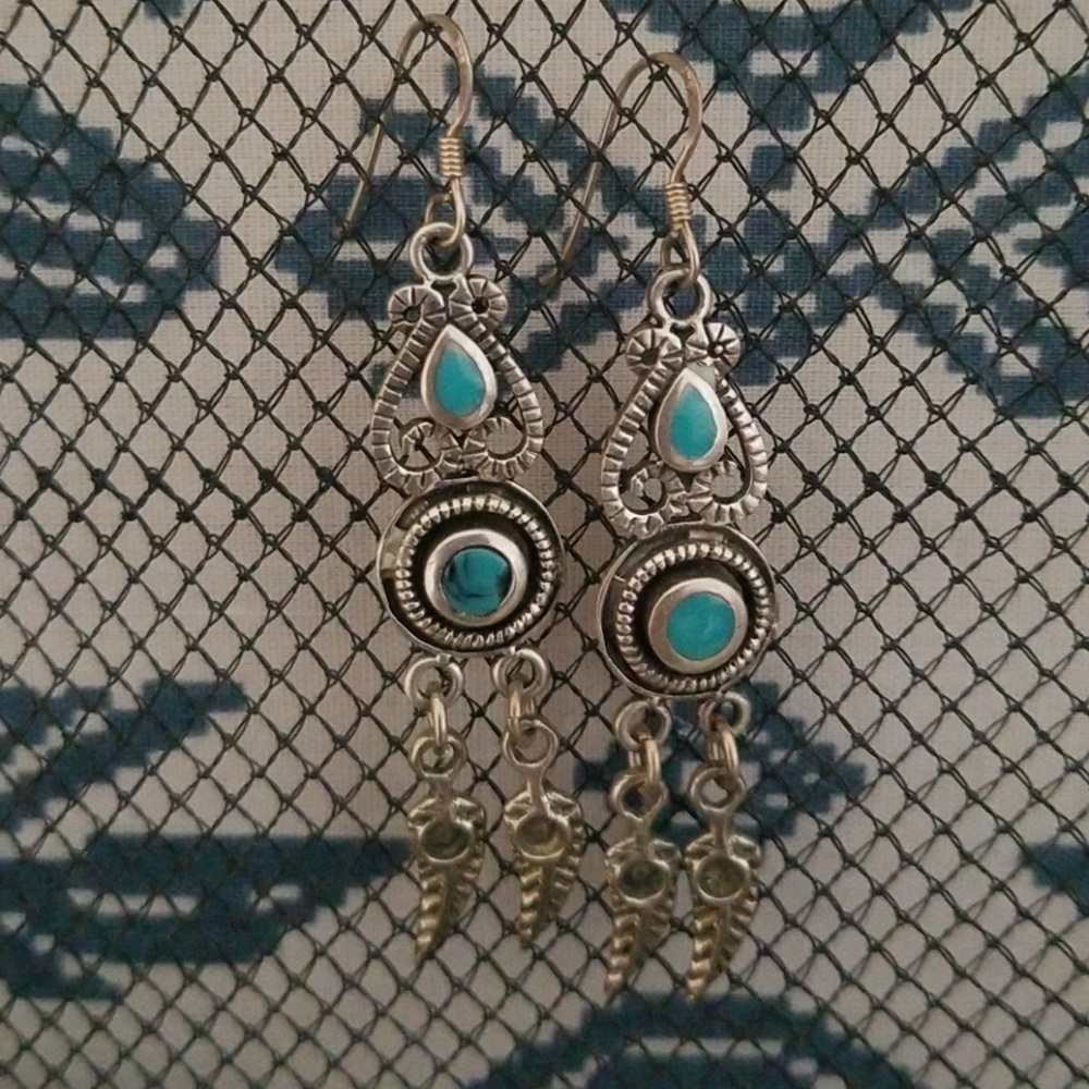 Beautiful Turquoise and Sterling silver earrings
